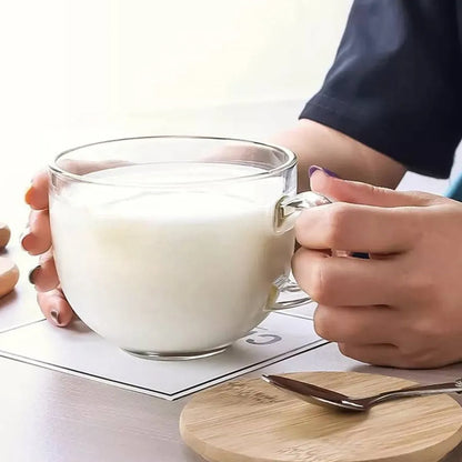 Set taza con plato de vidrio transparente 420ml