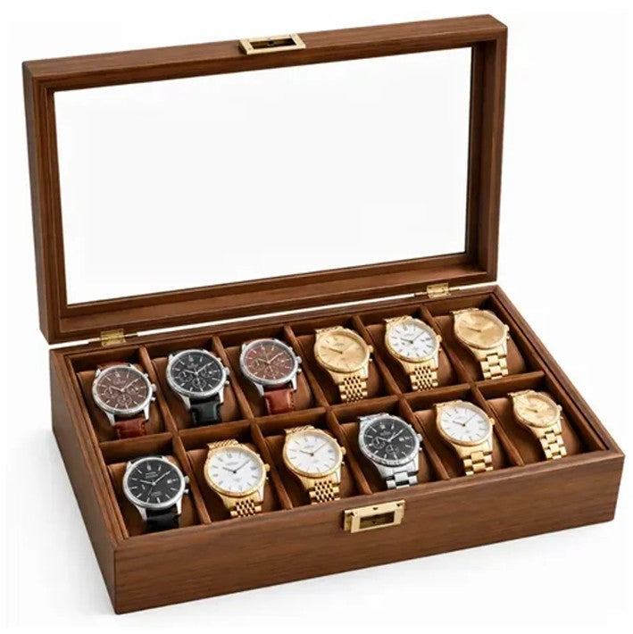 Organizador porta Relojes 12 espacios Elegante Madera