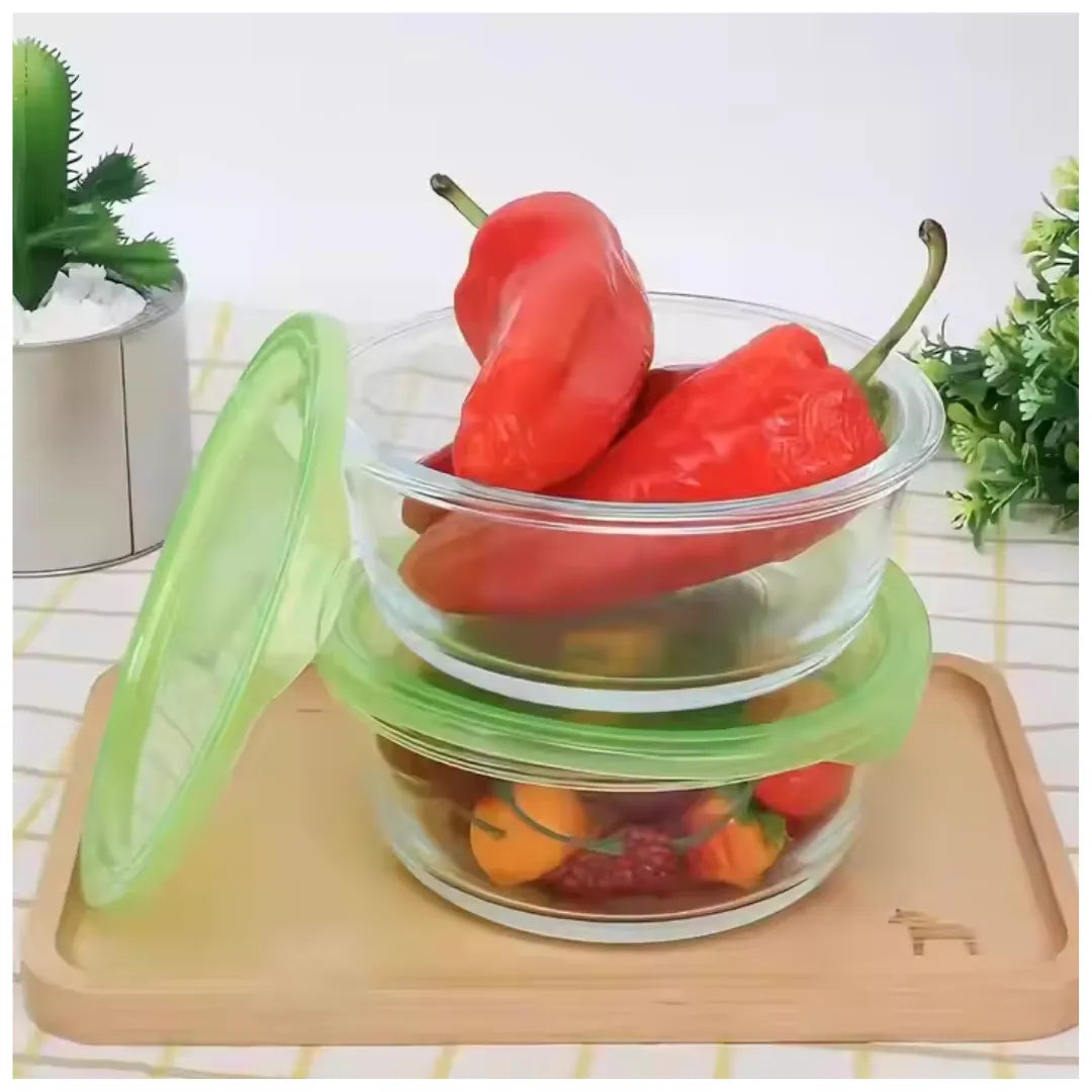 Set de Táperes de Vidrio 550ml con Tapa Plástica Set x3 pcs