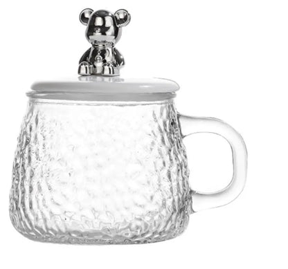 Taza de vidrio con diseño oso