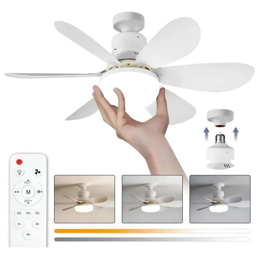 Ventilador Con Luz LED E27 30W Con Control Remoto 3 Velocidades