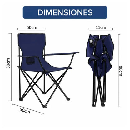 Silla Plegable de Camping con Portavasos y Apoyabrazos para Exterior Color Aleatorio