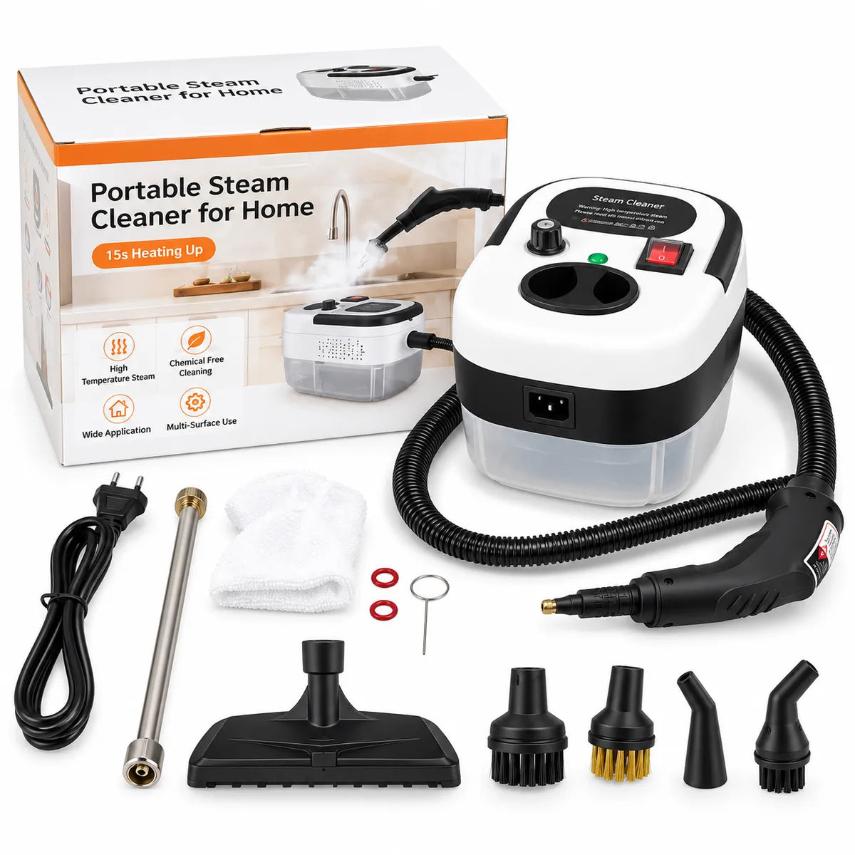 Limpiadora a Vapor Portátil Multifunción para Hogar con Accesorios