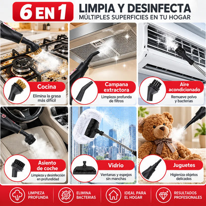 Limpiadora a Vapor Portátil Multifunción para Hogar con Accesorios