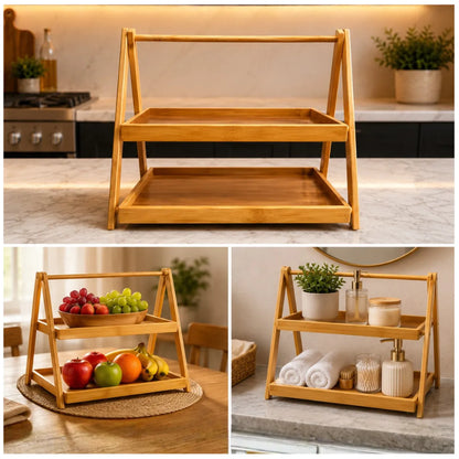 Organizador de 2 Niveles Multiuso para Cocina, Baño y Hogar 21 x 21 x 30 cm