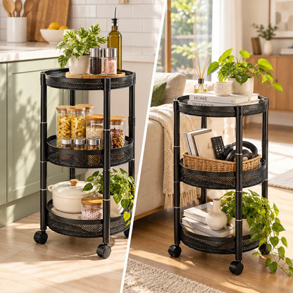 Carrito Organizador Circular de 3 Niveles con Ruedas 88 x 37.5 cm, Cocina y Hogar-Color Aleatorio