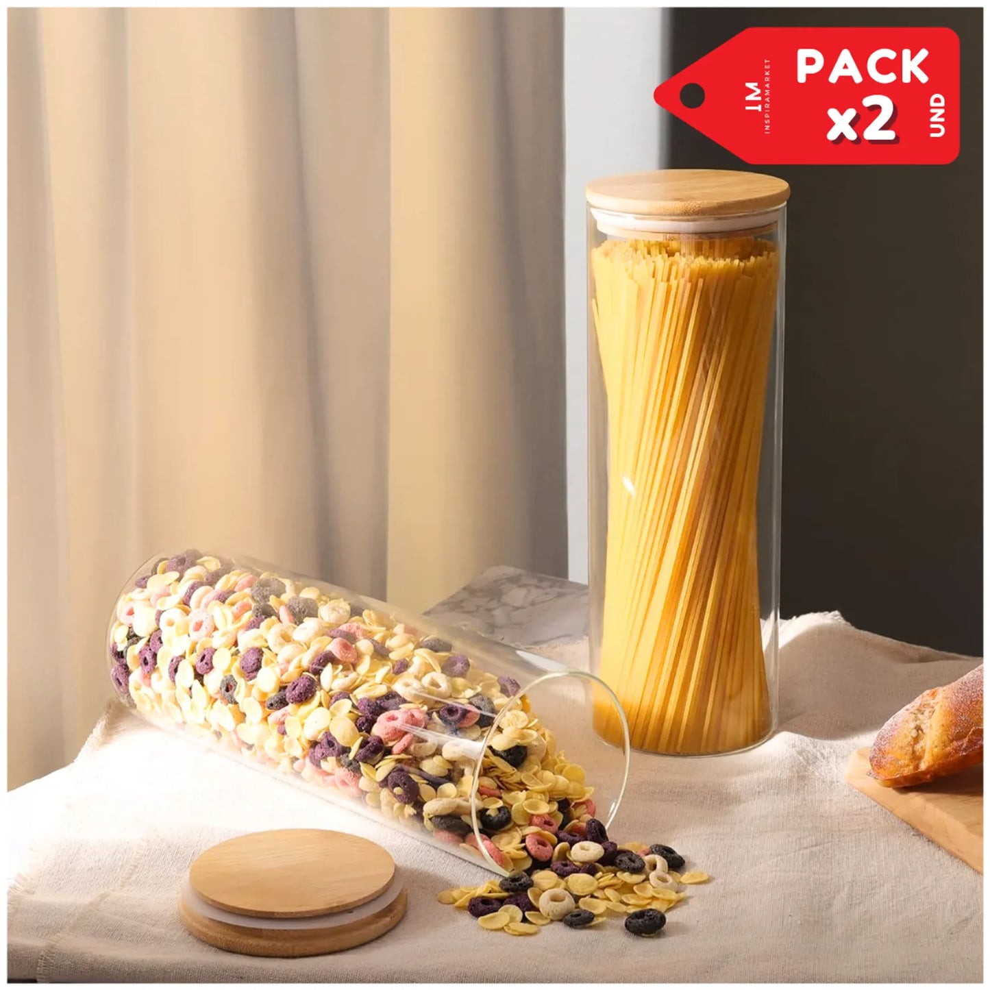 Contenedor Hermético de Fideos y Especias Pack x2